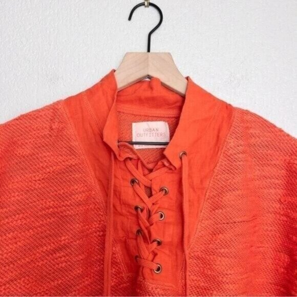 Urban Outfitters Lace Up Funnel Neck Cropped Sweater M Lightweight Relaxed - Picture 6 of 10